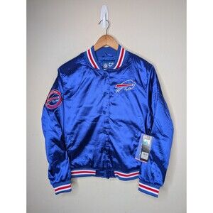 Buffalo Bills NFL Women's Ultra Game Satin Snap Front Bomber Jacket Size Medium